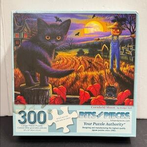 Bits & Pieces Cornfield Moon Cat Halloween jigsaw Puzzle 300 Pieces